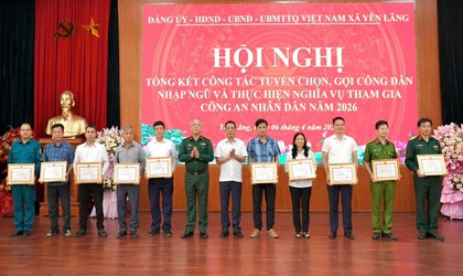XÃ YÊN LÃNG TỔ CHỨC HỘI NGHỊ TỔNG KẾT CÔNG TÁC TUYỂN CHỌN, GỌI CÔNG DÂN NHẬP NGŨ VÀ THỰC HIỆN NGHĨA VỤ THAM GIA CÔNG AN NHÂN DÂN NĂM 2026