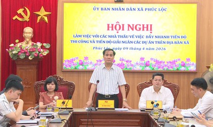 UBND xã Phúc Lộc tổ chức Hội nghị làm việc với các nhà thầu đẩy nhanh tiến độ thi công và giải ngân các dự án trên địa bàn xã