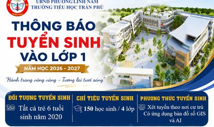 TRƯỜNG TIỂU HỌC TRẦN PHÚ THÔNG BÁO TUYỂN SINH VÀO LỚP 1 NĂM HỌC 2026 – 2027