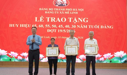 Xã Mê Linh tổ chức Lễ trao tặng Huy hiệu Đảng đợt 19-5