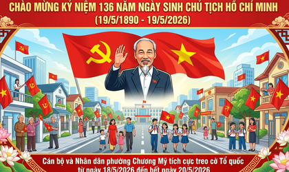 UBND phường Chương Mỹ tổ chức treo cờ Tổ quốc nhân dịp kỷ niệm 136 năm ngày sinh Chủ tịch Hồ Chí Minh 