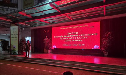 Tổ chức tuyên truyền, hướng dẫn đảm bảo an toàn PCCC tại tại các tổ dân phố trên địa bàn phường Vĩnh Hưng nhằm lan tỏa kỹ năng, nâng cao ý thức cộng đồng trong công tác phòng cháy, chữa cháy và cứu nạn, cứu hộ.