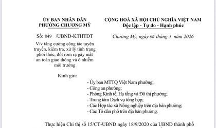 Phường Chương Mỹ tăng cường tuyên truyền, kiểm tra, xử lý tình trạng phơi thóc, đốt rơm rạ gây mất an toàn giao thông và ô nhiễm môi trường