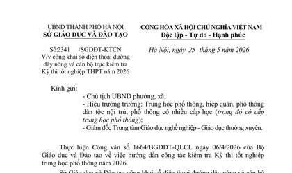 Công khai số điện thoại đường dây nóng và cán bộ trực kiểm tra Kỳ thi tốt nghiệp THPT năm 2026