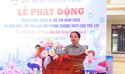 Xã Bất Bạt tổ chức Lễ phát động tháng hành động vì trẻ em năm 2026 và khai mạc lớp phổ cập bơi phòng chống TNTT cho trẻ em.