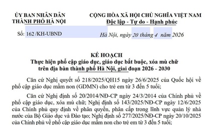 Hà Nội ban hành Kế hoạch thực hiện phổ cập giáo dục, giáo dục bắt buộc, xóa mù chữ giai đoạn 2026–2030