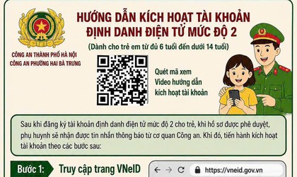 Công an phường Hai Bà Trưng: Hướng dẫn kích hoạt tài khoản định danh điện tử mức độ 2 (dành cho trẻ em từ đủ 6 tuổi đến dưới 14 tuổi).