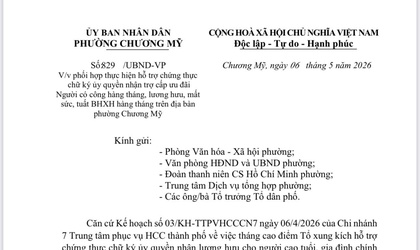 Phường Chương Mỹ phối hợp hỗ trợ chứng thực chữ ký ủy quyền nhận trợ cấp ưu đãi, lương hưu và trợ cấp BHXH hàng tháng