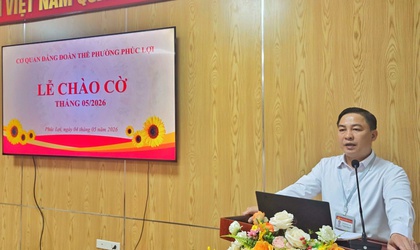 Lễ sinh hoạt dưới cờ tháng 5/2026 cơ quan Đảng, đoàn thể phường