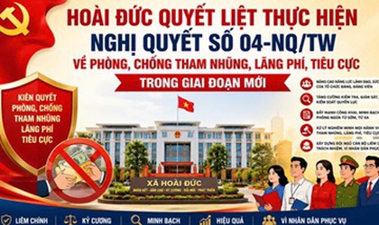 Hoài Đức quyết liệt thực hiện Nghị quyết số 04-NQ/TW về phòng, chống tham nhũng, lãng phí, tiêu cực trong giai đoạn mới