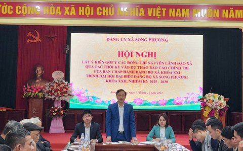 Đảng ủy xã Song Phương Lấy ý kiến góp ý các đồng chí Nguyên lãnh đạo xã qua các thời kỳ vào dự thảo Báo cáo chính trị trình đại hội đại biểu Đảng bộ xã Song Phương khóa XXII, nhiệm kỳ 2025 – 2030.