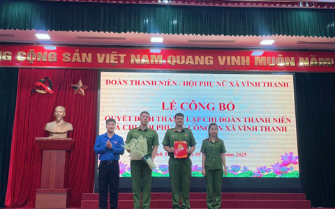 Công an xã Vĩnh Thanh ra mắt chi đoàn Công an xã và chi hội phụ nữ Công an xã
