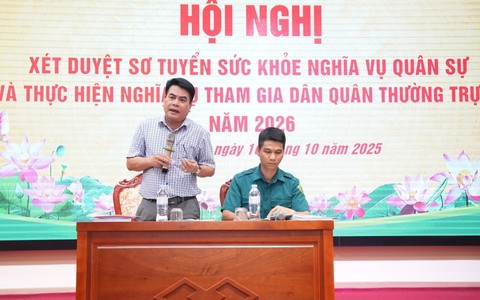 Hội đồng nghĩa vụ Quân sự xã họp xét duyệt sơ tuyển sức khoẻ nghĩa vụ Quân sự và thực hiện nghĩa vụ Công an nhân dân năm 2026, lực lượng Dân quân thường trực