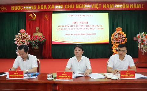 Hội nghị giao ban giữa Thường trực Đảng ủy xã Thuận An với Bí thư các Chi bộ, Đảng bộ trực thuộc