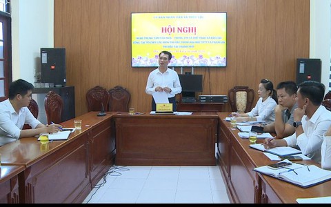 UBND xã tổ chức Hội nghị nghe Trung tâm Văn hóa - Thông tin và Thể thao xã báo cáo công tác tổ chức các môn thi đấu trong Đại hội TDTT và tham gia thi đấu tại Thành phố
