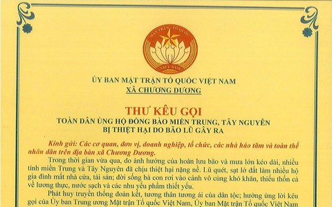 MTTQ Việt Nam xã Chương Dương kêu gọi ủng hộ đồng bào bị thiệt hại do mưa lũ gây ra