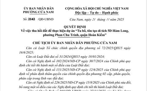 Quyết định việc thu hồi đất để thực hiện dự án 