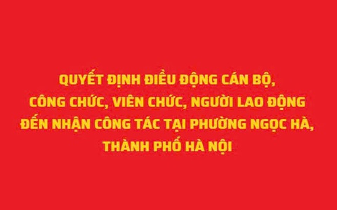 Quyết định điều động cán bộ, công chức, viên chức, người lao động đến nhận công tác tại phường Ngọc Hà, thành phố Hà Nội