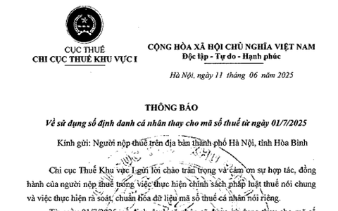 Sử dụng số định danh cá nhân thay cho mã số thuế từ 01/7/2025
