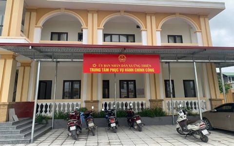 Trung tâm hành chính công xã Ứng Thiên ngày đầu vận hành theo mô hình chính quyền hai cấp