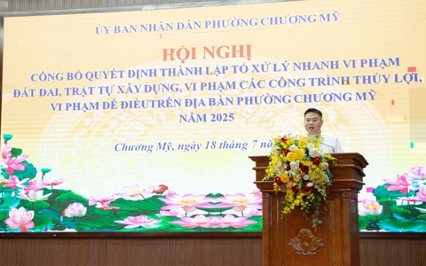 Chương Mỹ công bố quyết định thành lập Tổ công tác xử lý vi phạm trật tự xây dựng, đất đai, vi phạm các công trình thủy lợi, vi phạm đê điều năm 2025