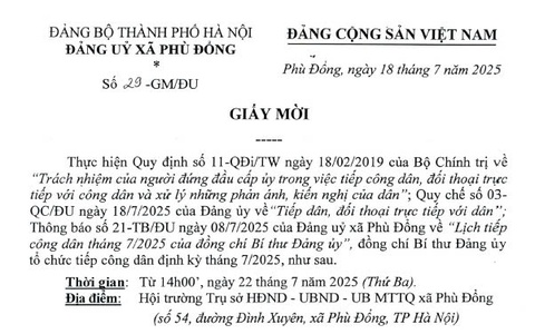 Lịch tiếp công dân ngày 22/7/2025