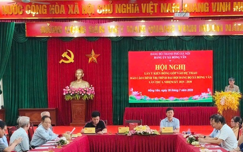 Đảng uỷ Xã Hồng Vân tổ chức hội nghị lấy ý kiến góp ý vào dự thảo Văn kiện Đại hội Đảng bộ xã lần thứ I, nhiệm kỳ 2025-2030