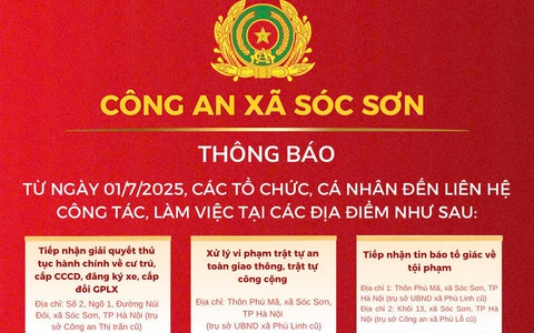 THÔNG BÁO CỦA CÔNG AN XÃ SÓC SƠN