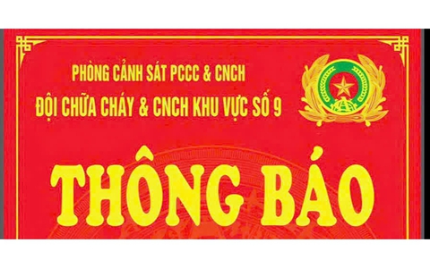 Thông báo trụ sở của Đội Chữa cháy & CNCH khu vực số 9 (địa bàn phường Hai Bà Trưng, Bạch Mai, Vĩnh Tuy).