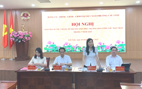 Đảng ủy - HĐND - UBND - Ủy ban MTTQ Việt Nam phường Cầu Giấy tổ chức Hội nghị giao ban với các Bí thư Chi bộ, Tổ trưởng dân phố, Trưởng ban công tác mặt trận tháng 7/2025