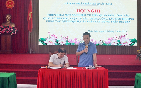 UBND xã Xuân Mai tổ chức hội nghị triển khai một số nhiệm vụ liên quan đến công tác quản lý đất đai, trật tự xây dựng, công tác môi trường, công tác quy hoạch, cấp phép xây dựng trên địa bàn