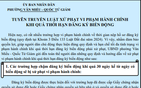 TUYÊN TRUYỀN LUẬT XỬ PHẠT VI PHẠM HÀNH CHÍNH 
KHI QUÁ THỜI HẠN ĐĂNG KÝ BIẾN ĐỘNG