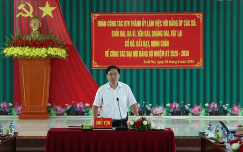 Đoàn công tác số 15 của Ban Thường vụ Thành ủy Hà Nội làm việc tại xã Suối Hai kiểm tra công tác chuẩn bị chuẩn bị Đại hội Đảng của 8 xã thuộc huyện Ba Vì cũ