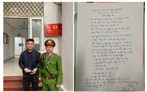 Công an phường Ngọc Hà trao trả tài sản cho người dân trong quá trình làm nhiệm vụ bảo vệ Đại hội XIV của Đảng