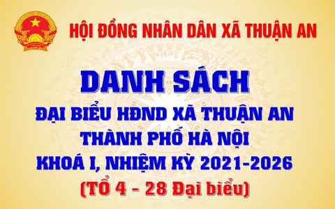 Danh sách Đại biểu HĐND xã Thuận An, thành phố Hà Nội khoá I, nhiệm kỳ 2021 - 2026 (128 đại biểu và chia làm 04 Tổ) - Tổ 4