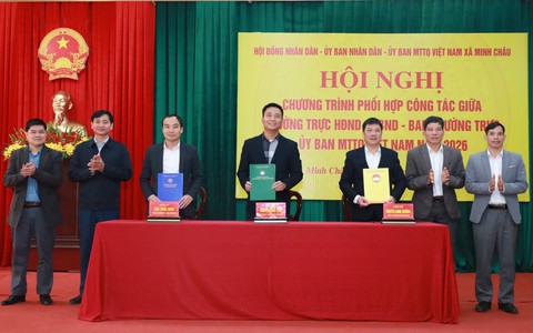 Xã Minh Châu tổ chức hội nghị ký kết chương trình phối hợp công tác giữa Thường trực HĐND – UBND - Ủy ban MTTQ Việt Nam xã năm 2026.