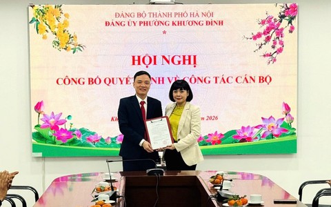 Phường Khương Đình công bố Quyết định bổ nhiệm Phó Chánh Văn phòng Đảng ủy