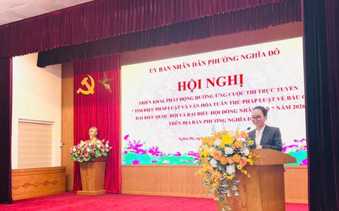 Phường Nghĩa Đô triển khai, phát động hưởng ứng Cuộc thi trực tuyến “Tìm hiểu pháp luật và Văn hóa tuân thủ pháp luật về bầu cử đại biểu Quốc hội và đại biểu Hội đồng nhân dân các cấp” năm 2026 trên địa bàn phường.