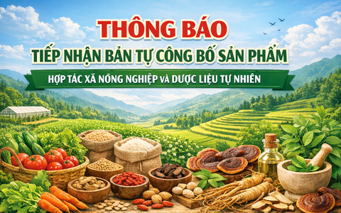 THÔNG BÁO: Về việc tiếp nhận bản tự công bố sản phẩm của Hợp tác xã Nông nghiệp và Dược liệu Tự nhiên