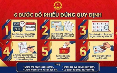 Hướng dẫn quy trình bỏ phiếu bầu cử đại biểu Quốc hội khóa XVI và đại biểu Hội đồng nhân dân các cấp nhiệm kỳ 2026 – 2031
