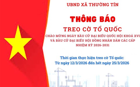 Xã Thường Tín Thông báo treo cờ Tổ quốc