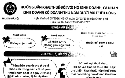 Hướng dẫn khai thuế đối với hộ kinh doanh, cá nhân kinh doanh có doanh thu năm dưới 500 triệu đồng