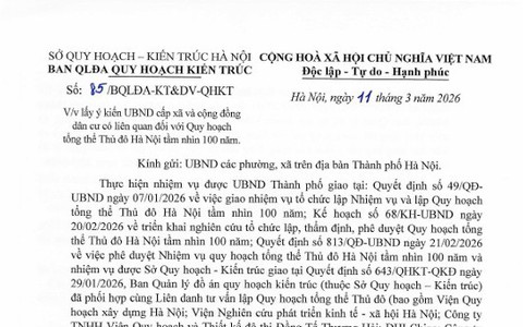 Lấy ý kiến UBND cấp xã và cộng đồng dân cư có liên quan đối với Quy hoạch tổng thể Thủ đô Hà Nội tầm nhìn 100 năm