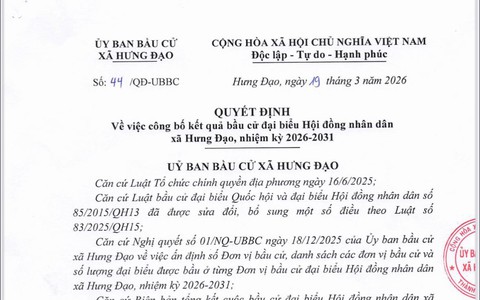 Công bố kết quả bầu cử đại biểu HĐND xã Hưng Đạo, nhiệm kỳ 2026-2031