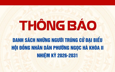 Danh sách những người trúng cử đại biểu HĐND phường Ngọc Hà khóa II, nhiệm kỳ 2026-2031
