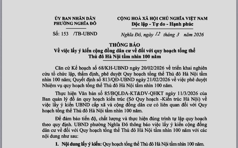 UBND phường Nghĩa Đô lấy ý kiến cộng đồng dân cư về đối với quy hoạch tổng thể Thủ đô Hà Nội tầm nhìn 100 năm