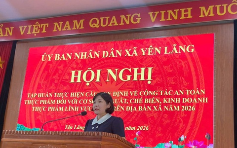 XÃ YÊN LÃNG TỔ CHỨC HỘI NGHỊ  TẬP HUẤN VỀ CÔNG TÁC AN TOÀN THỰC PHẨM ĐỐI VỚI CƠ SỞ SẢN XUẤT, CHẾ BIẾN, KINH DOANH THỰC PHẨM  LĨNH VỰC Y TẾ
