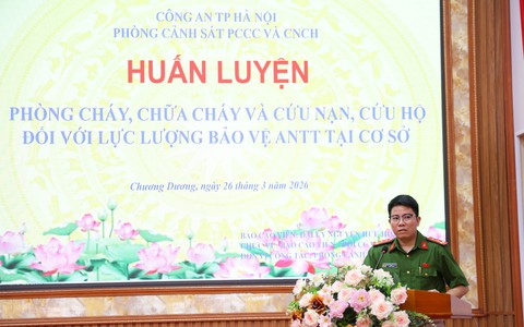Chương Dương: hơn 100 người thuộc lực lượng bảo vệ an ninh trật tự cơ sở tập huấn phòng cháy, chữa cháy