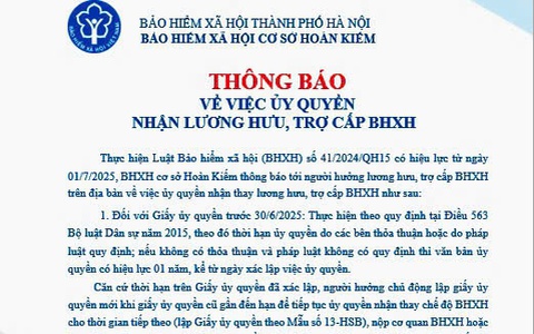 ỦY BAN NHÂN DÂN PHƯỜNG VĂN MIẾU – QUỐC TỬ GIÁM TRÂN TRỌNG THÔNG TIN ĐỂ NHÂN DÂN TRÊN ĐỊA BÀN BIẾT VÀ THỰC HIỆN: THÔNG BÁO VỀ VIỆC ỦY QUYỀN NHẬN LƯƠNG HƯU, TRỢ CẤP BẢO HIỂM XÃ HỘI