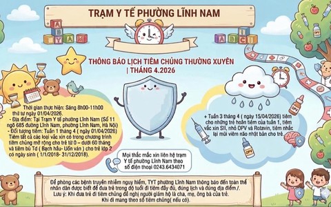 TRẠM Y TẾ PHƯỜNG LĨNH NAM THÔNG BÁO LỊCH TIÊM CHỦNG THƯỜNG XUYÊN - THÁNG 4/2026